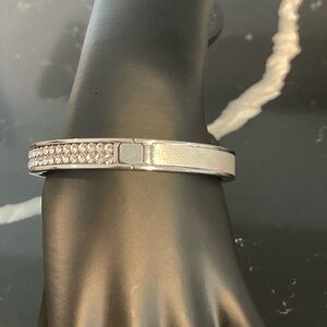 Swarovski Silver Bangle with sones and leather